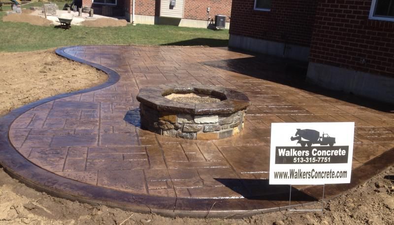 Home Stamped Concrete Patio With Fire Pit Cost Amazing On Home Within Average Of Pits Cincinnati 0 Stamped Concrete Patio With Fire Pit Cost