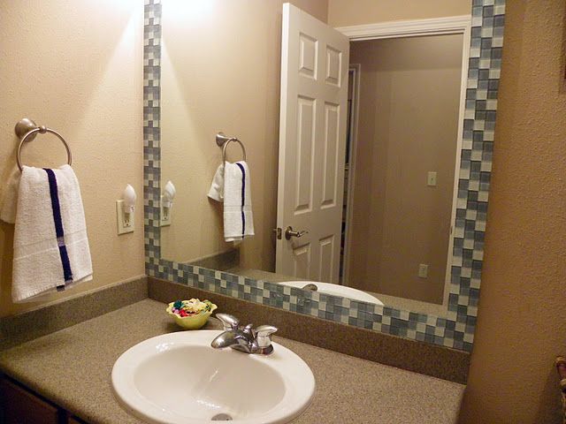 Furniture Tiled Framed Bathroom Mirrors Fine On Furniture With Tutorial For Creating This Glass Tile Frame A Mirror 0 Tiled Framed Bathroom Mirrors