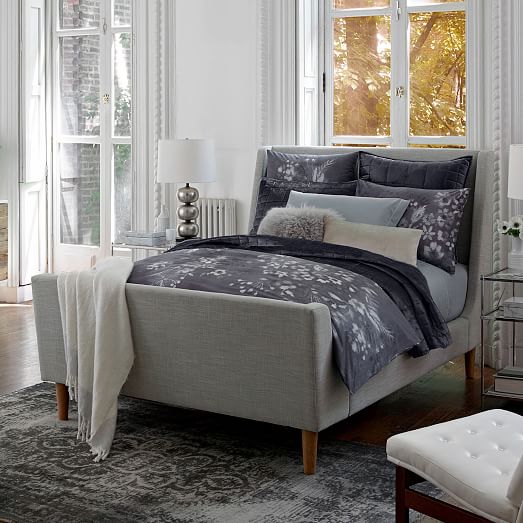 Bedroom Upholstered Sleigh Beds Remarkable On Bedroom For Bed West Elm 0 Upholstered Sleigh Beds