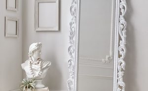 White Baroque Floor Mirror